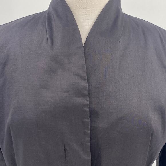 Eileen Fisher Blazer Dual Zipper Front High Collar Ramie Blend Black Womens M - Picture 3 of 11